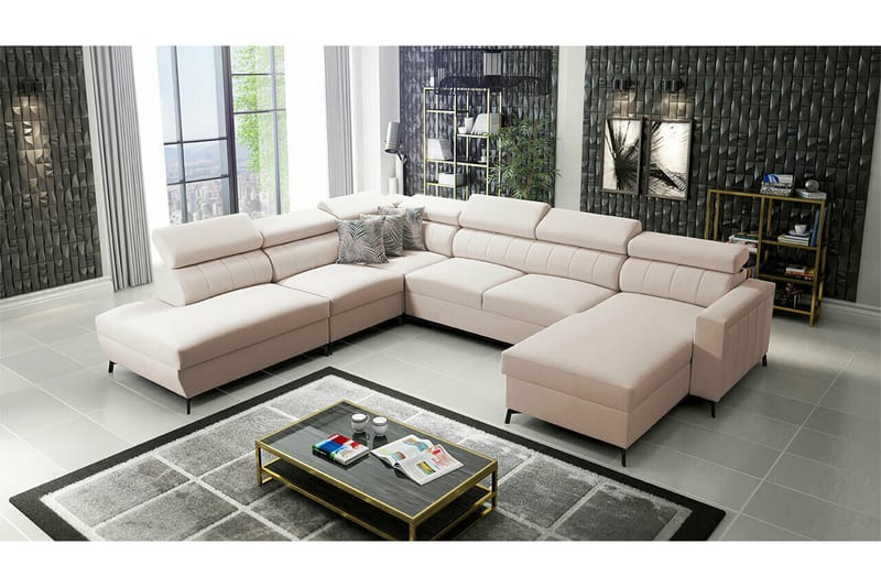 Galbally 5-personers hjørnesofaseng - Beige - Møbler - Sofaer - Sovesofaer
