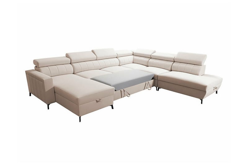 Galbally 5-personers hjørnesofaseng - Beige - Møbler - Sofaer - Sovesofaer