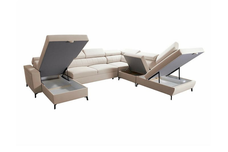 Galbally 5-personers hjørnesofaseng - Beige - Møbler - Sofaer - Sovesofaer