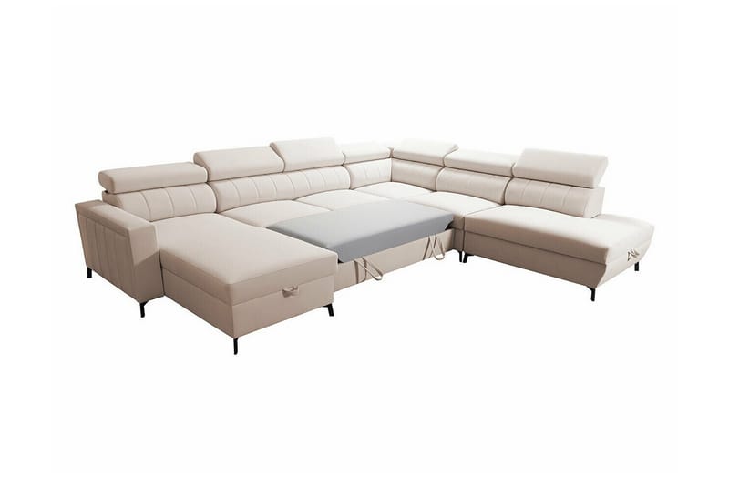 Galbally 5-personers hjørnesofaseng - Beige - Møbler - Sofaer - Sovesofaer