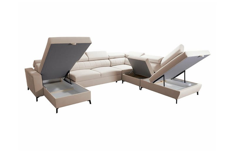 Galbally 5-personers hjørnesofaseng - Beige - Møbler - Sofaer - Sovesofaer