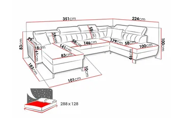 Galbally 5-personers hjørnesovesofa - Møbler - Sofaer - Sovesofaer