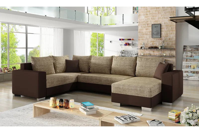 Gallicanta hjørnesovesofa, Beige/Brun