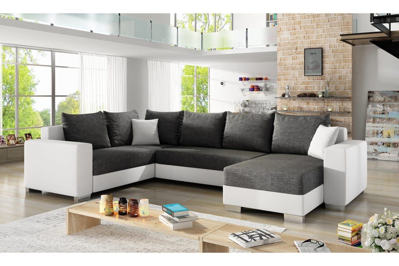 Gallicanta hjørnesovesofa - Grå/Hvid - Møbler - Sofaer - Sovesofaer