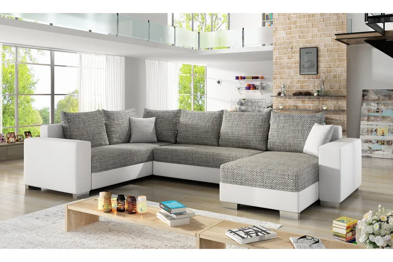 Gallicanta Hjørnesovesofa - Grå/Hvid - Møbler - Sofaer - Sovesofaer