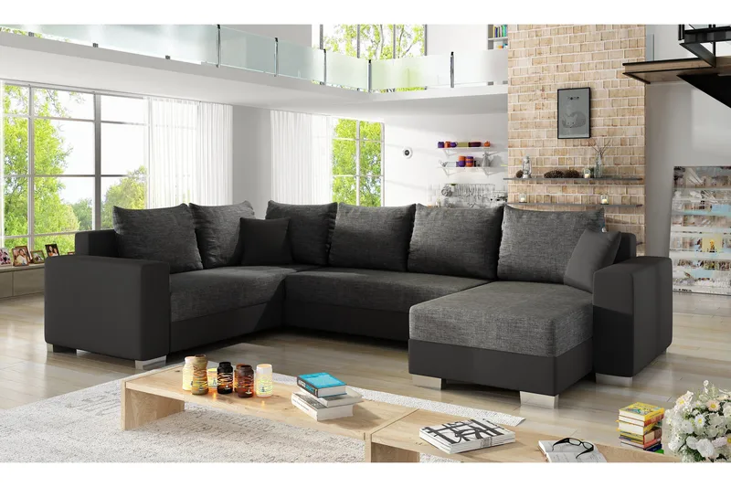 Gallicanta Hjørnesovesofa, Grå/Sort