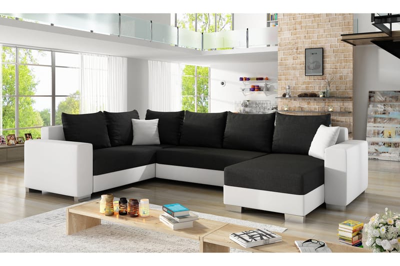 Gallicanta Hjørnesovesofa - Sort/Hvid - Møbler - Sofaer - Sovesofaer