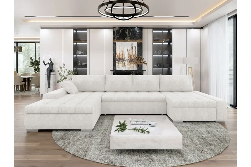 Gammel Sovesofa Dobbelt Divan 4-Personers - Hvid - Møbler - Sofaer - Sovesofaer