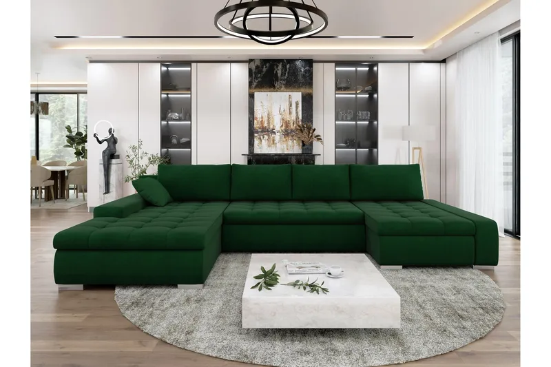 Gammel Sovesofa Dobbelt Divan 4-Personers, Grøn