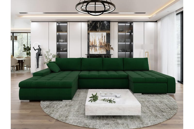 Gammel Sovesofa Dobbelt Divan 4-Personers - Grøn - Møbler - Sofaer - Sovesofaer