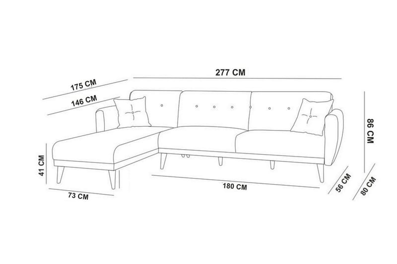 Gjoni sovesofa med divan højre - Grå - Møbler - Sofaer - Sovesofaer