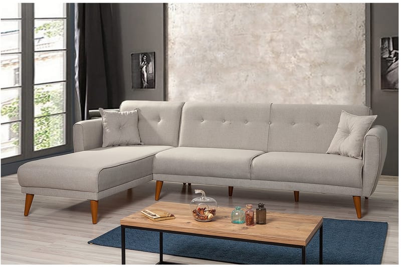 Gjoni sovesofa med divan højre - Hvid - Møbler - Sofaer - Sovesofaer