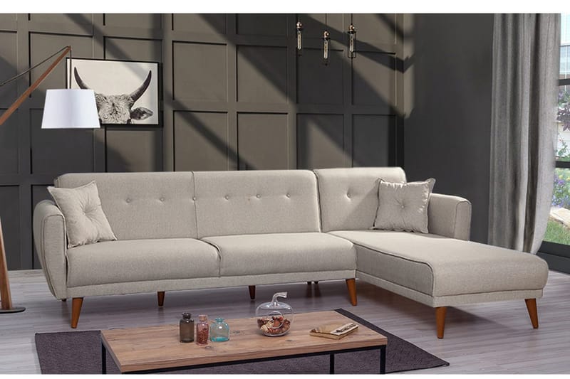 Gjoni sovesofa med divan højre - Hvid - Møbler - Sofaer - Sovesofaer