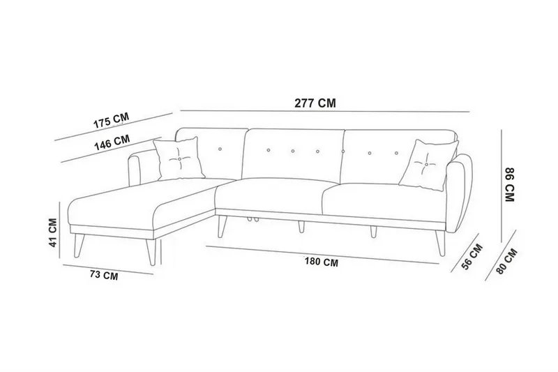 Gjoni sovesofa med divan højre - Hvid - Møbler - Sofaer - Sovesofaer