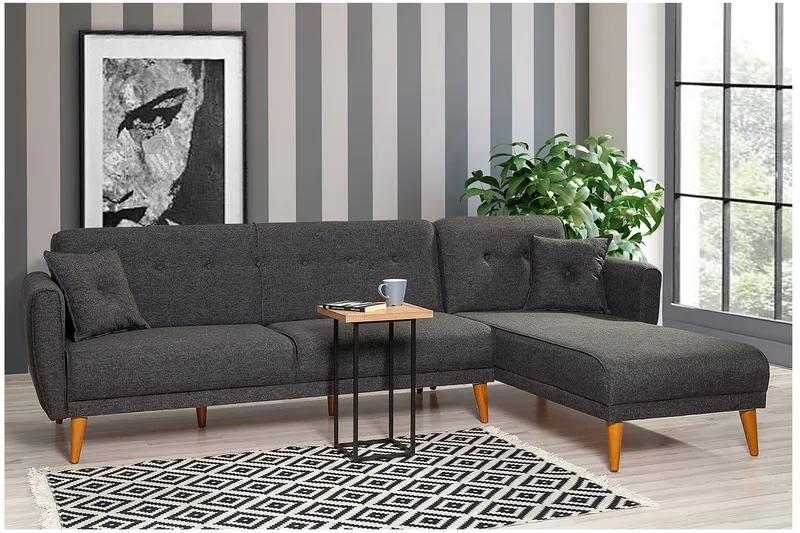 Gjoni sovesofa med divan venstre - Grå - Møbler - Sofaer - Sovesofaer