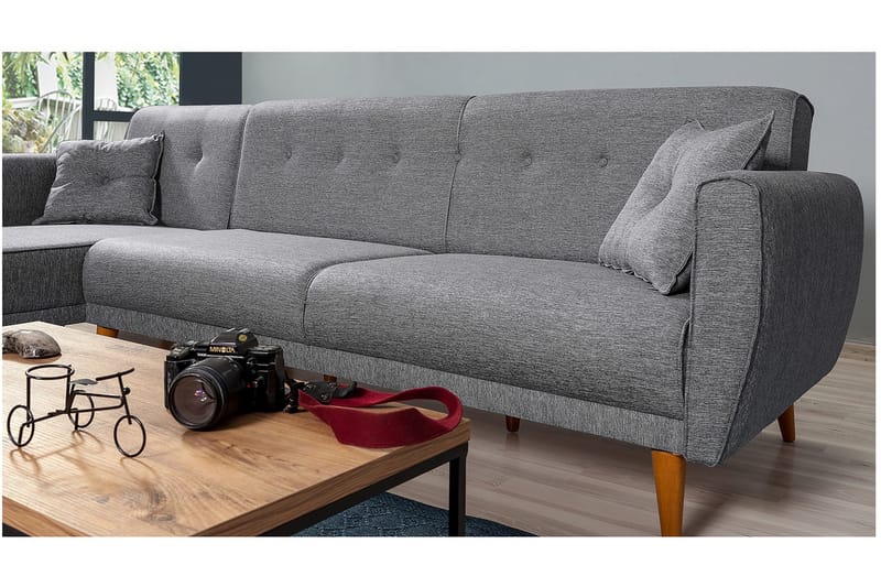 Gjoni sovesofa med divan venstre - Grå - Møbler - Sofaer - Sovesofaer