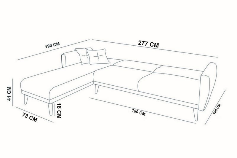 Gjoni sovesofa med divan venstre - Grå - Møbler - Sofaer - Sovesofaer