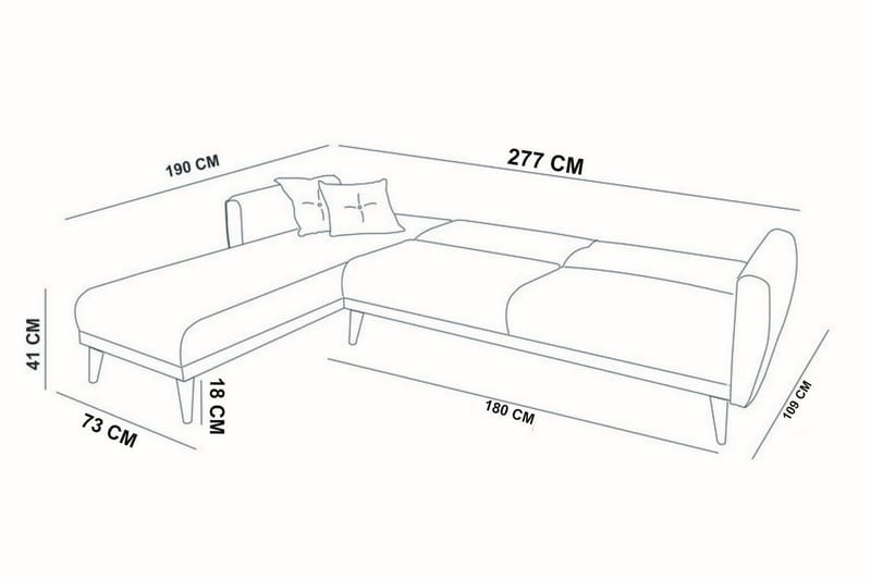 Gjoni sovesofa med divan venstre - Grå - Møbler - Sofaer - Sovesofaer