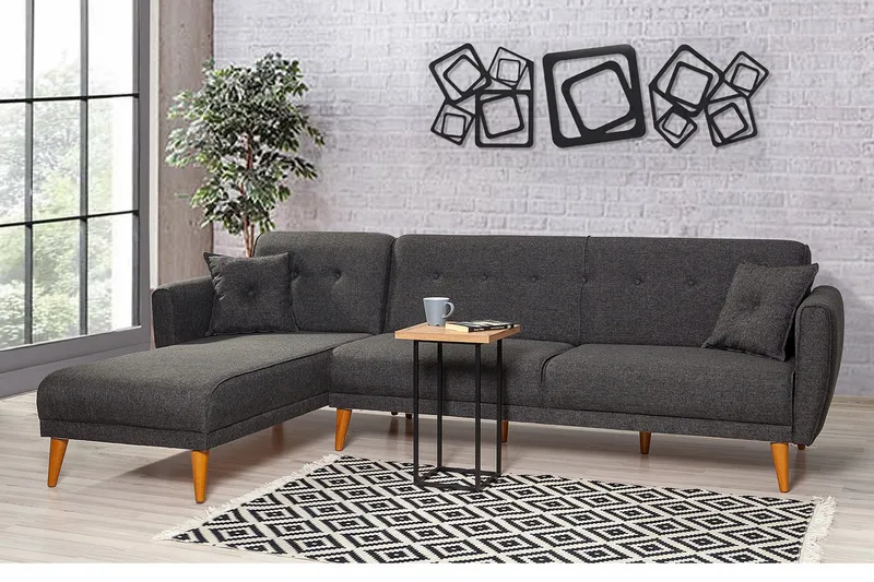 Gjoni sovesofa med divan venstre - Grå - Møbler - Sofaer - Sovesofaer