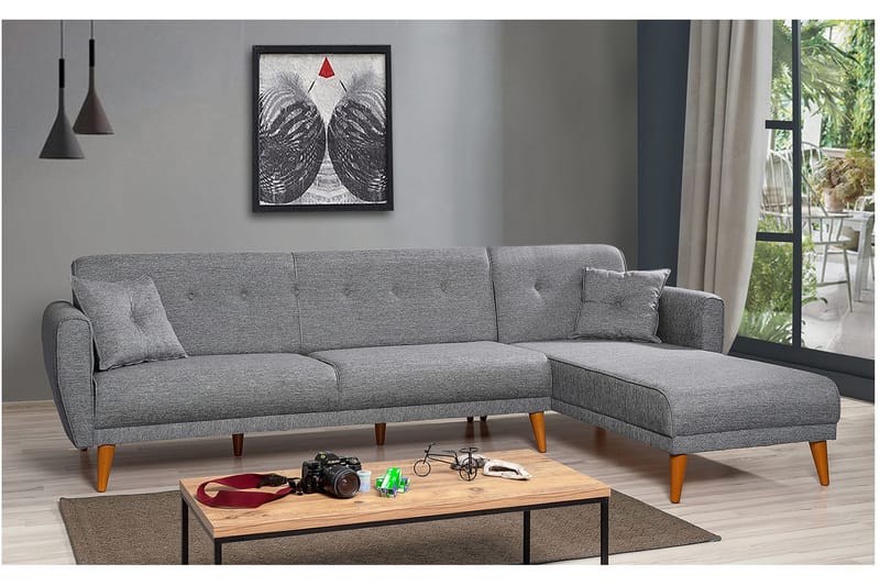 Gjoni sovesofa med divan venstre - Grå - Møbler - Sofaer - Sovesofaer