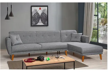 Gjoni sovesofa med divan venstre - Grå - Møbler - Sofaer - Sovesofaer