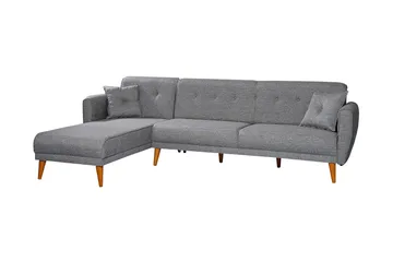 Gjoni sovesofa med divan venstre - Grå - Møbler - Sofaer - Sovesofaer