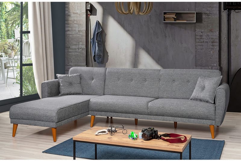 Gjoni sovesofa med divan venstre - Grå - Møbler - Sofaer - Sovesofaer