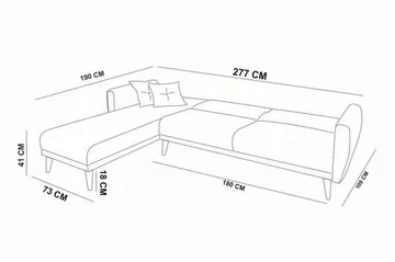 Gjoni sovesofa med divan venstre - Grå - Møbler - Sofaer - Sovesofaer