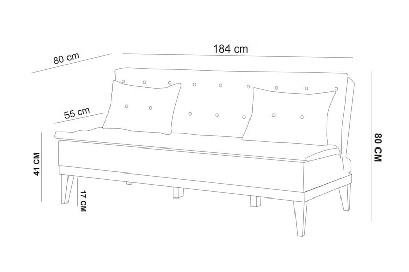 Glyddyn 3-pers. Sovesofa - Grå - Sovesofaer - 3 personers sovesofa