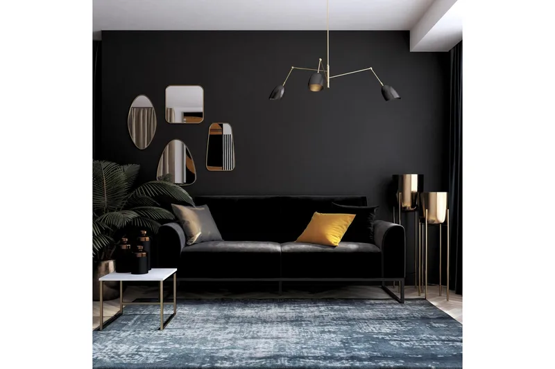 Gonxhe 2-personers Rektangulær Sovesofa 113x179 cm i Fløjl - Sort - Møbler - Sofaer - Sovesofaer