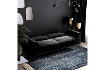 Gonxhe 2-personers Rektangulær Sovesofa 113x179 cm i Fløjl - Sort - Møbler - Sofaer - Sovesofaer