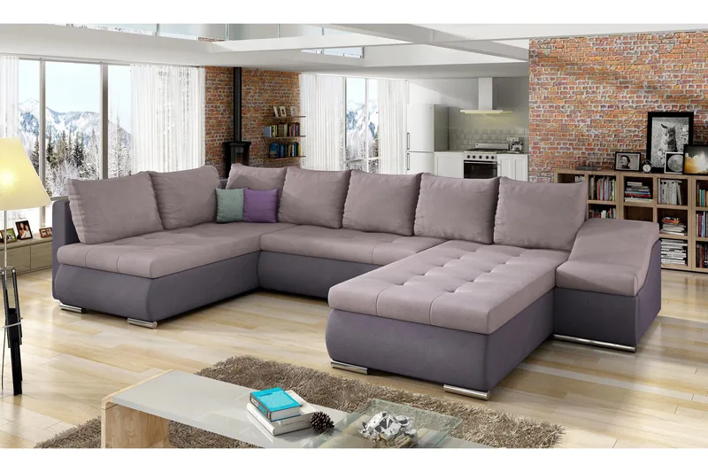 Govana hjørnesovesofa med Divan, Lyserød / lilla