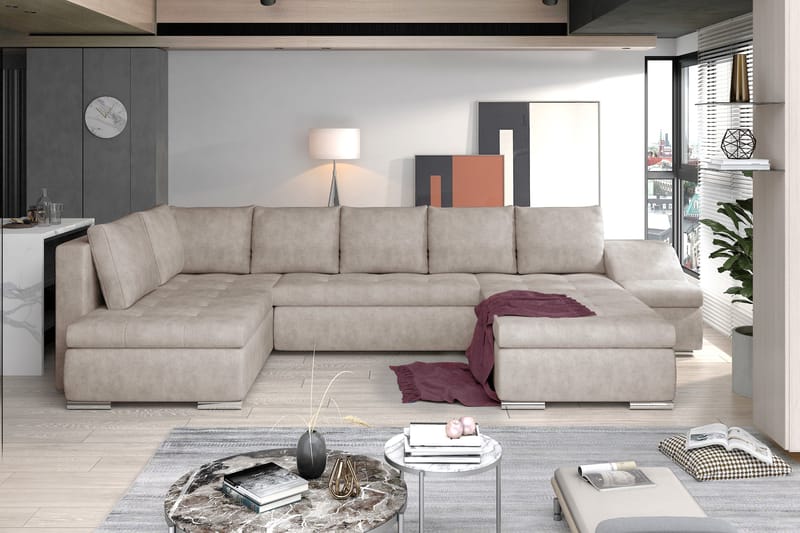 Govana U-Sovesofa Højre - Beige - Møbler - Sofaer - Sovesofaer