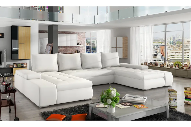 Grøntsæt sovesofa med dobbelt sofa, Hvid