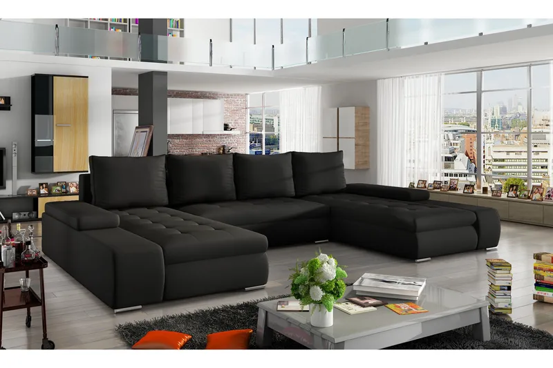 Grøntsæt sovesofa med dobbelt sofa - Sort - Møbler - Sofaer - Sovesofaer