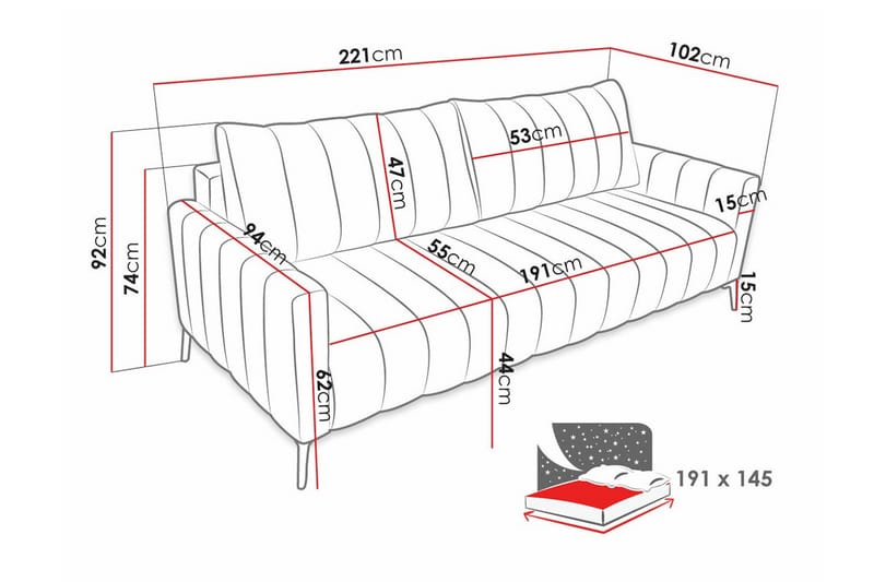 Graystone 2-pers. Sovesofa - Beige/Lys beige - Møbler - Sofaer - Sovesofaer