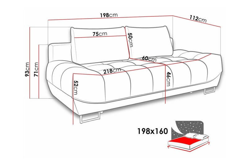 Graystone 2-pers. Sovesofa - Mørkegrå - Sovesofaer - 2 personers sovesofa