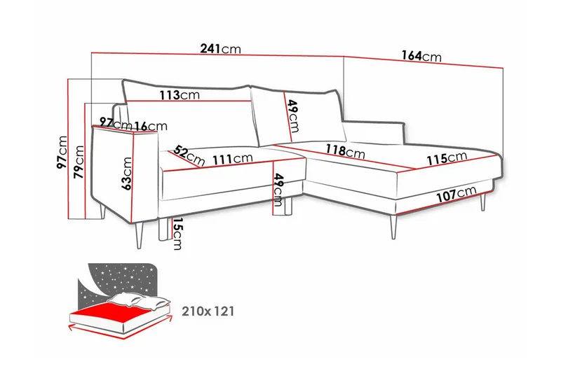 Graystone 2-pers. Hjørnesovesofa - Mørkeblå - Møbler - Sofaer - Sovesofaer