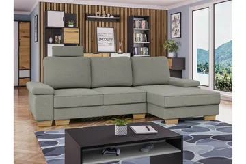 Graystone 3-sæders Højre Hjørnesovesofa 130x193 cm med Opbevaring i Stof - Lysegrå - Møbler - Sofaer - Sovesofaer