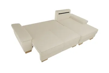 Graystone 3-sæders Højre Hjørnesovesofa 130x193 cm med Opbevaring i Stof - Lysegrå - Møbler - Sofaer - Sovesofaer