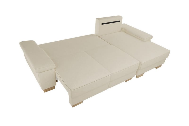 Graystone 3-sæders Højre Hjørnesovesofa 130x193 cm med Opbevaring i Stof - Lysegrå - Møbler - Sofaer - Sovesofaer