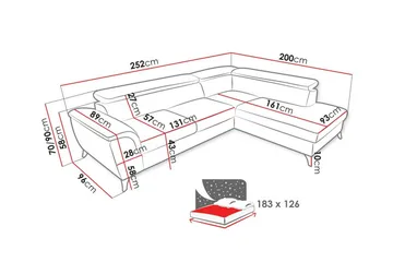 Graystone 3-pers. Hjørnesovesofa - Møbler - Sofaer - Sovesofaer