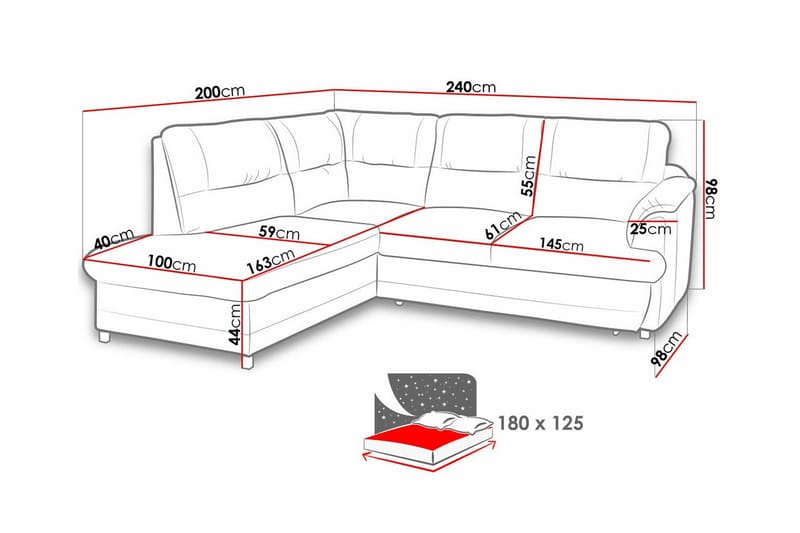 Graystone 3-pers. Hjørnesovesofa - Cream - Møbler - Sofaer - Sovesofaer