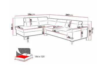 Graystone 3-pers. Hjørnesovesofa - Mørkegrå - Møbler - Sofaer - Sovesofaer