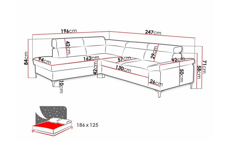 Graystone 3-pers. Hjørnesovesofa - Cream - Sovesofaer - Hjørnesovesofa