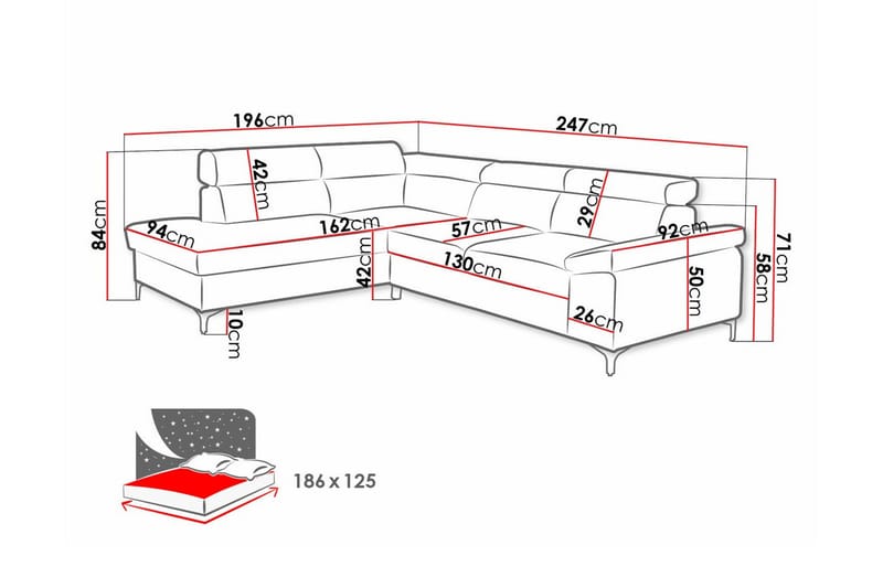 Graystone 3-pers. Hjørnesovesofa - Cream - Sovesofaer - Hjørnesovesofa