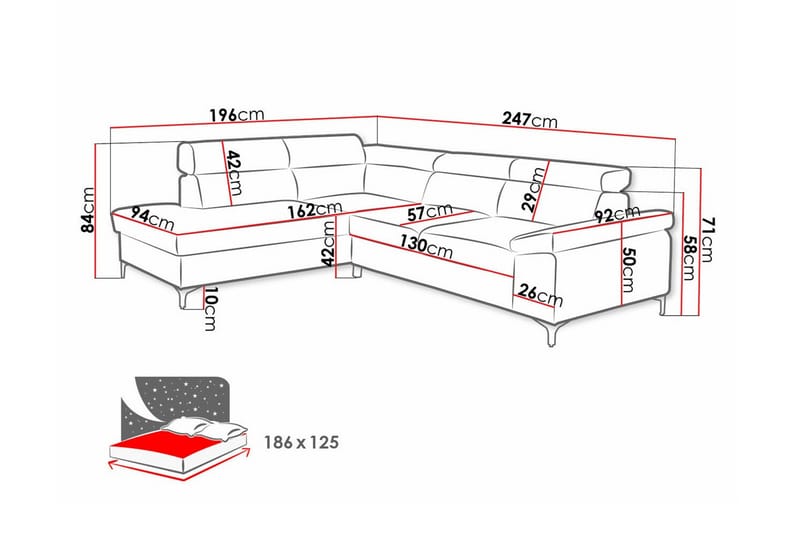 Graystone 3-pers. Hjørnesovesofa - Lysebrun - Sovesofaer - Hjørnesovesofa