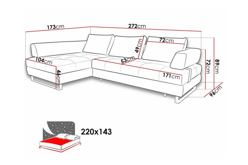 Graystone 3-pers. Hjørnesovesofa - Lysegrå - Sovesofaer - Hjørnesovesofa