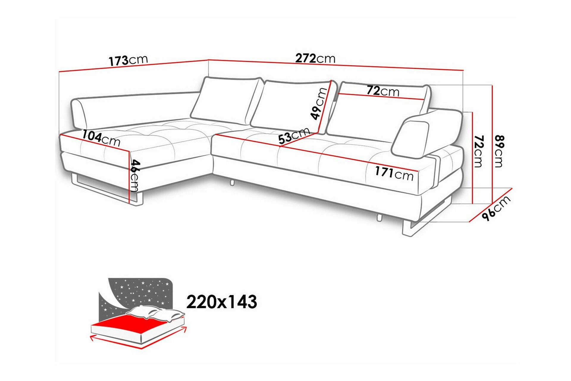 Graystone 3-pers. Hjørnesovesofa - Lysegrå - Møbler - Sofaer - Sovesofaer