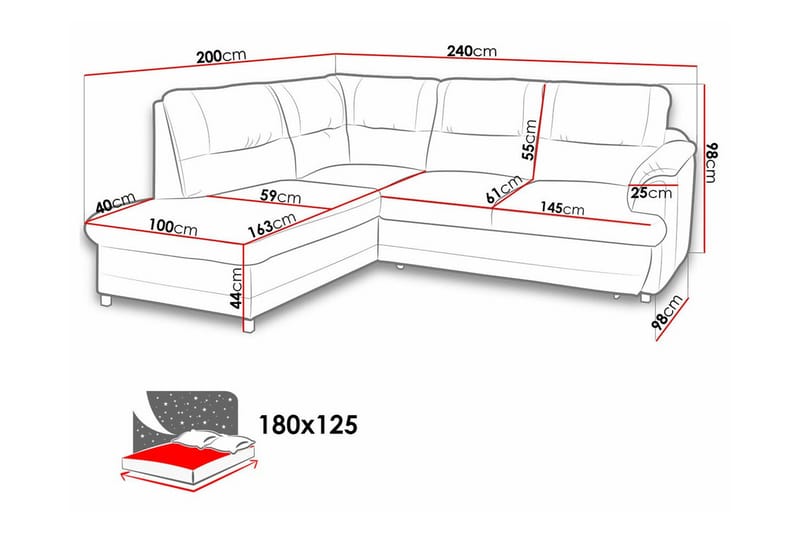 Graystone 3-pers. Hjørnesovesofa - Cream - Sovesofaer - Hjørnesovesofa